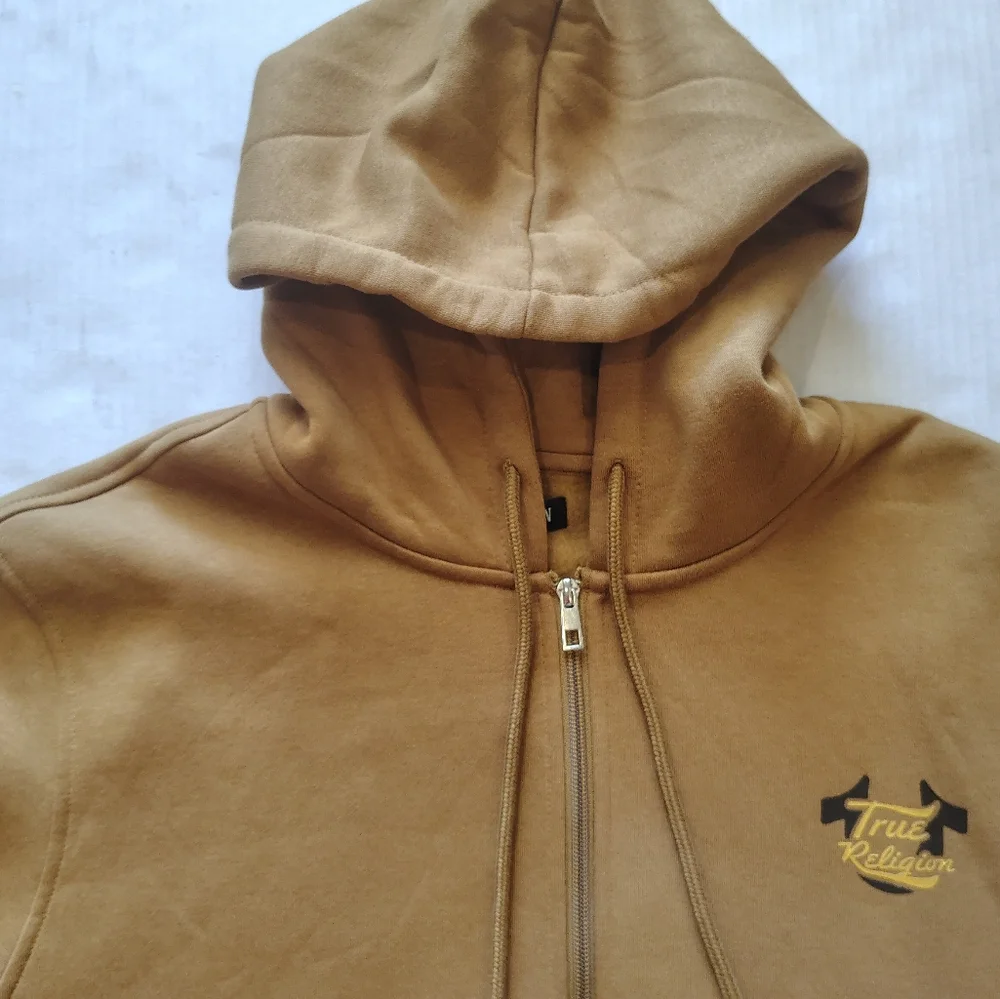 True Religion Men's Overlay‎ Logo Zip Hoodie Size XL Color Dijon